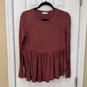 Altar'd State Dusty Rose Peplum Blouse